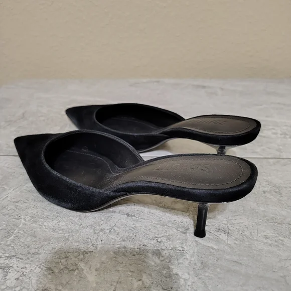 Schutz Julie Black Suede Pointed Toe Mule Heels Size 7 - Picture 5 of 10